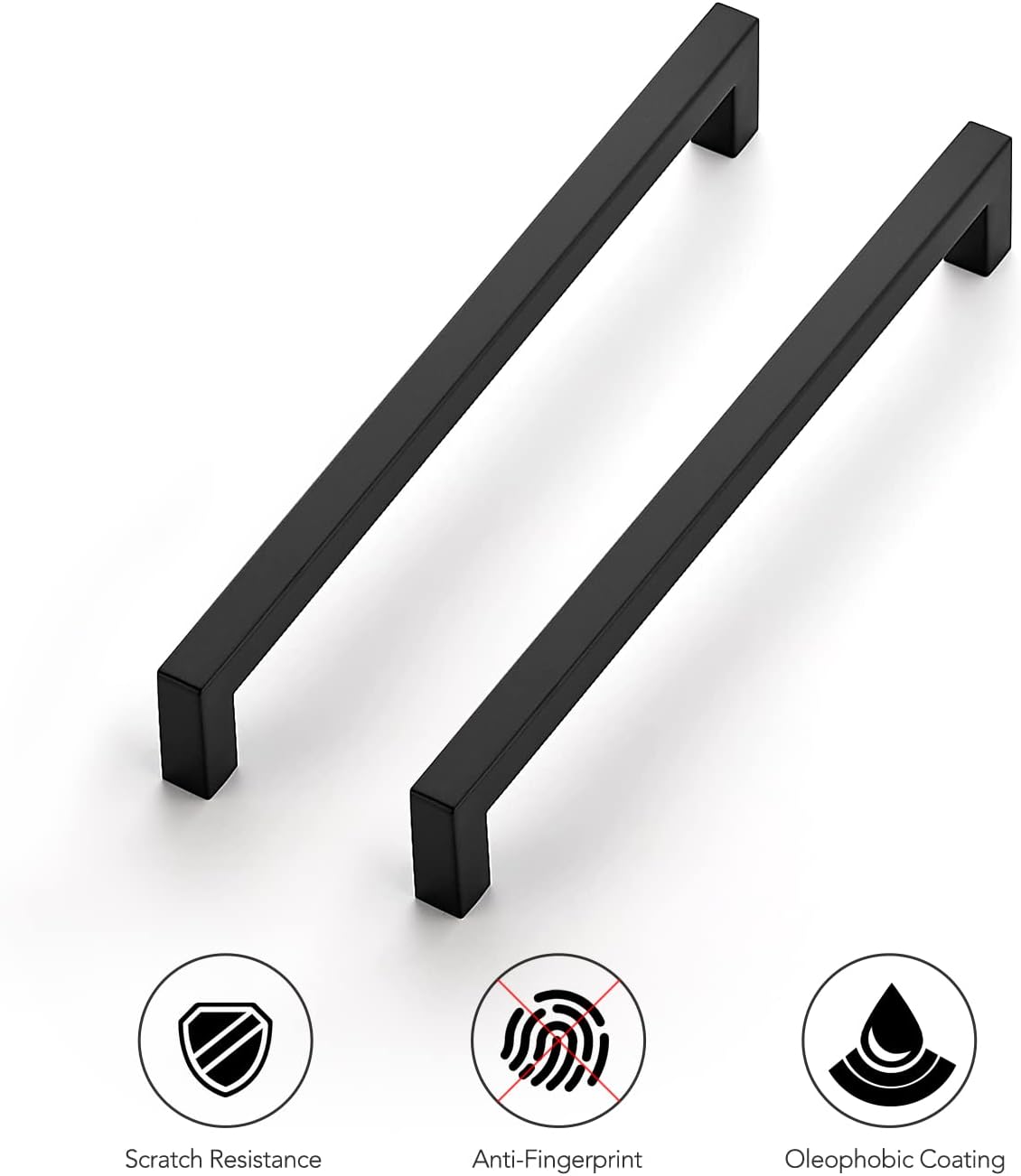 Ravinte Paquete de 18 manijas cuadradas de gabinete de cocina de 8-45 pulgadas, color negro mate, tiradores de cajón negros, accesorios de gabinete