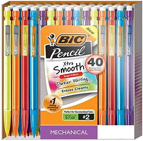 Bic Lápices mecánicos, Xtra Smooth, Bright Edition (colores más oscuros, se borran limpiamente), 40 unidades