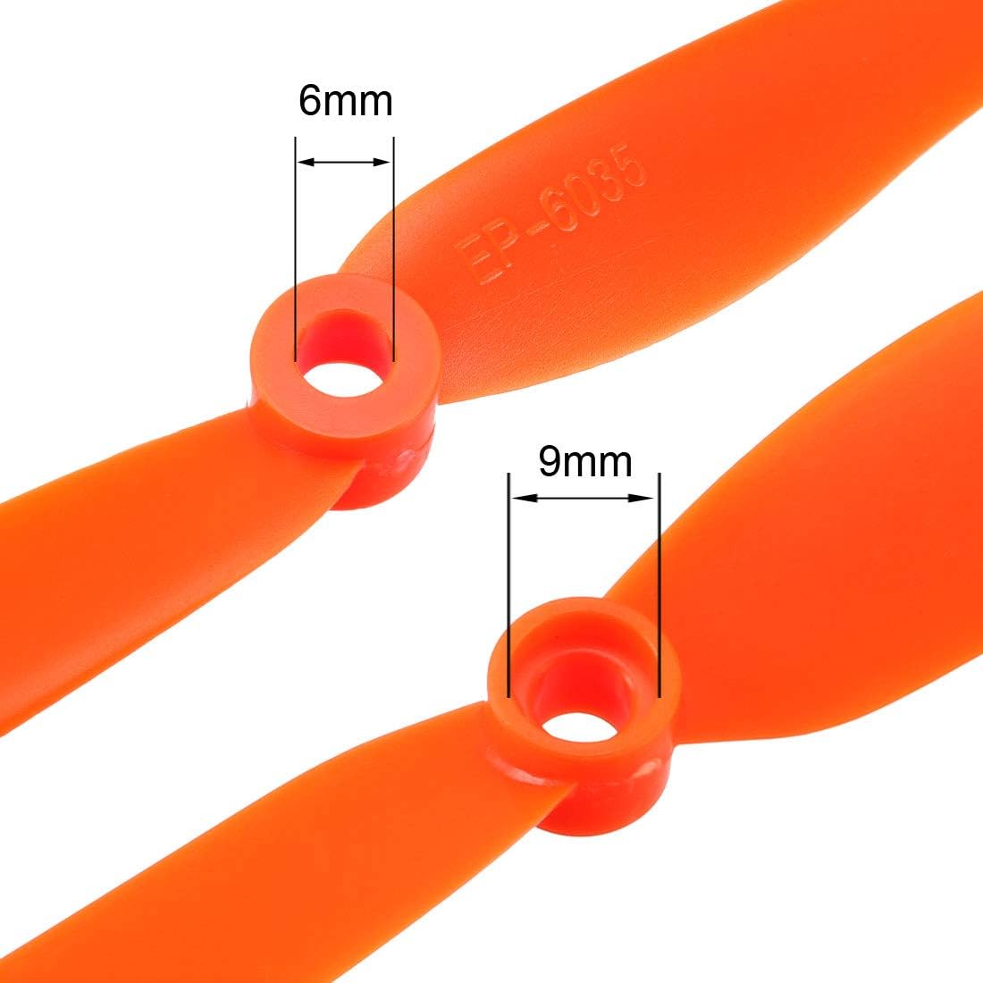 uxcell RC Propellers CW 6035 6×3.5 pulgadas 2 paletas de ala fija para juguete de avión, nailon naranja, 10 piezas con anillos adaptadores