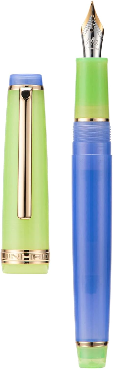 3 Jinhao 82 Pluma estilográfica transparente mixta Morandi Color acrílico punta fina oro Trim con convertidor Set