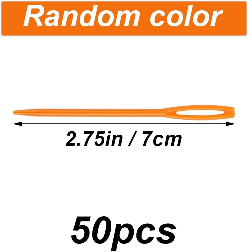 50 agujas de coser coloridas de plástico para ojos grandes, agujas de hilo de 2.75 pulgadas, agujas de tejer de plástico, agujas de bordar, agujas