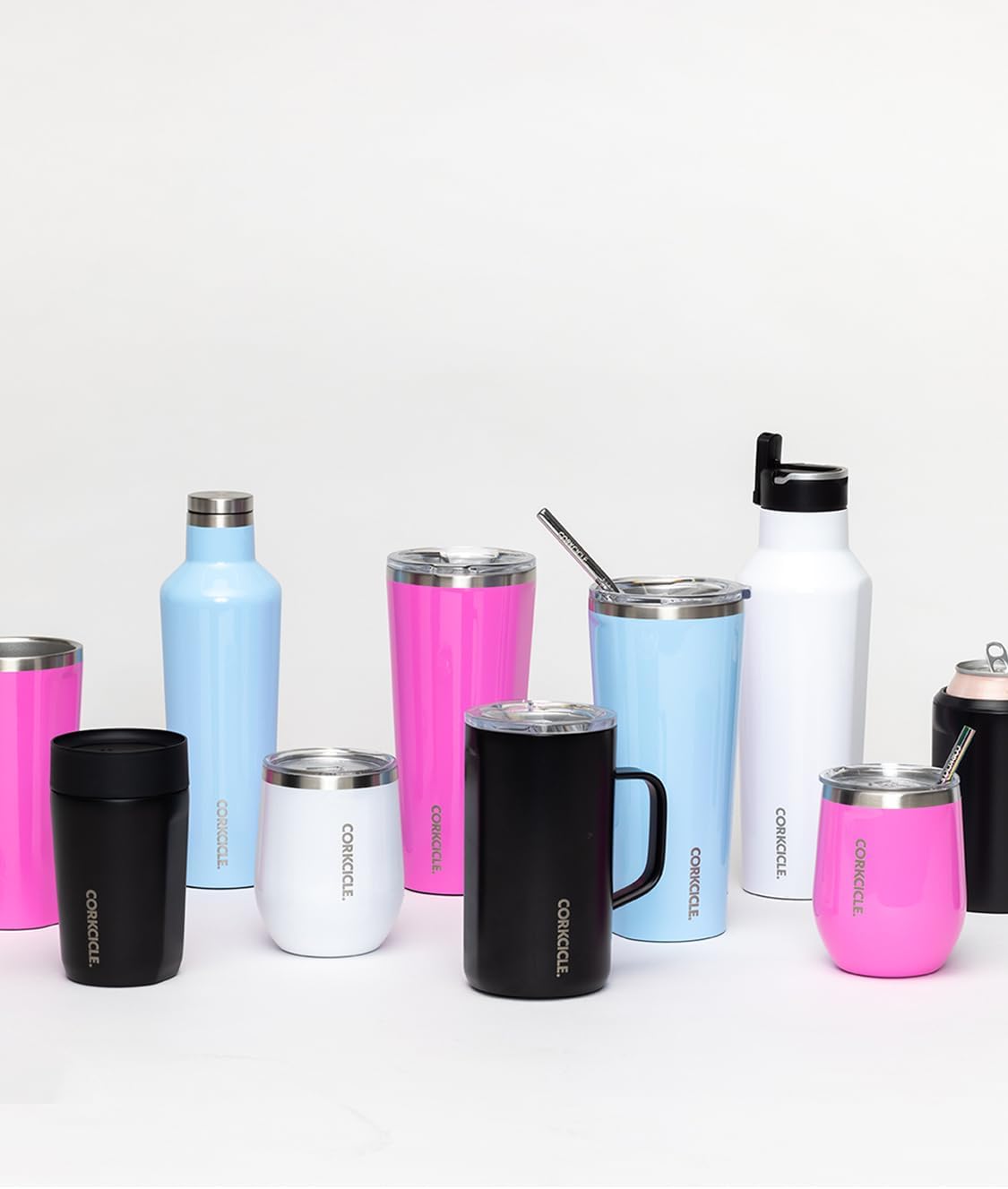 Corkcicle Taza de café clásica con triple aislamiento con tapa, rosa Miami, 24 onzas, vaso de viaje de acero inoxidable mantiene las bebidas frías