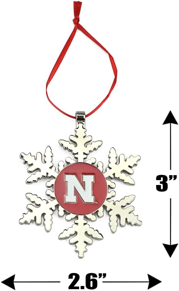 Adorno navideño de copo de nieve de Nebraska Cornhuskers