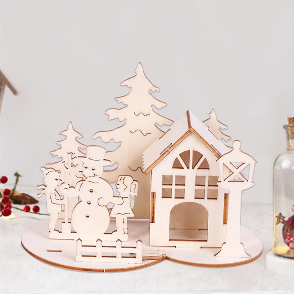 NOLITOY 2 piezas de decoración de mesa de comedor, rompecabezas de madera 3D, rompecabezas de Navidad, decoración de escritorio de Navidad, adorno