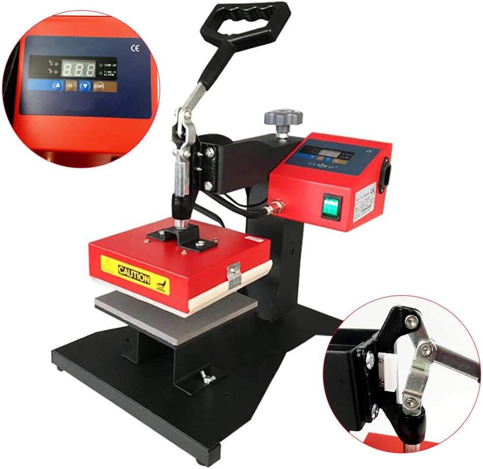 CNCEST Máquina de prensa de calor 5.9×5.9 in, máquina de prensado de camisetas, control digital, máquina de transferencia de prensa de calor
