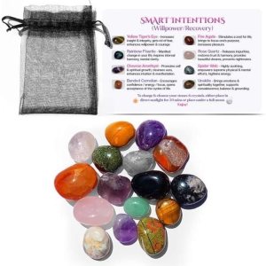 Smart Intentions – Juego de 8 piedras pulidas para alivio de la ansiedad, ojo de tigre, amatista, cuarzo rosa, ágata de fuego, unakita, cornalina, Smart Intentions – Juego de 8 piedras pulidas para alivio de la ansiedad, ojo de tigre, amatista, cuarzo rosa, ágata de fuego, unakita, cornalina,