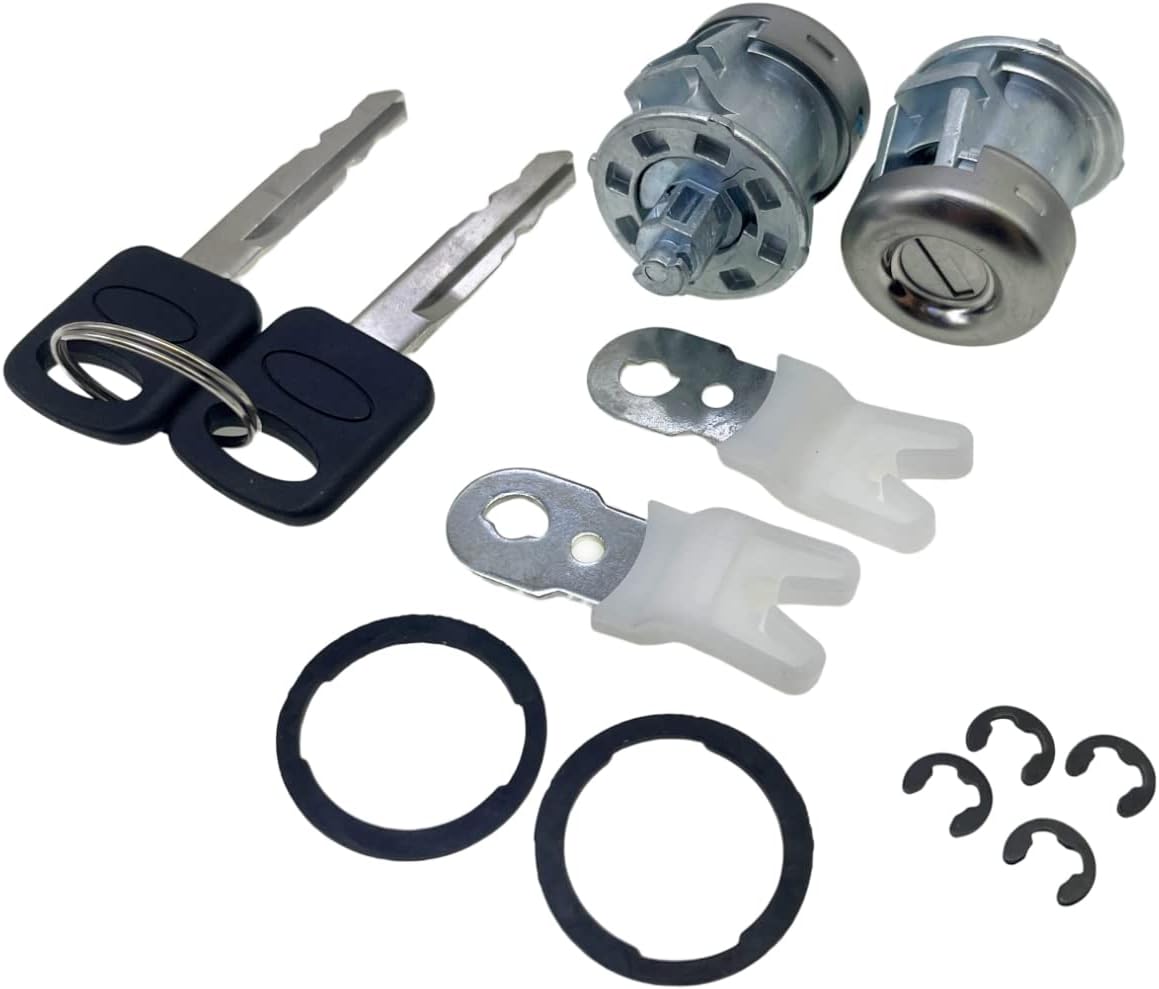 Cilindro de cerradura de puerta y juego de llaves 7C3Z1521990A Compatible con F-150 1996-1909 F-250 1997-1909 F-350 Explorer Expedition Navigator
