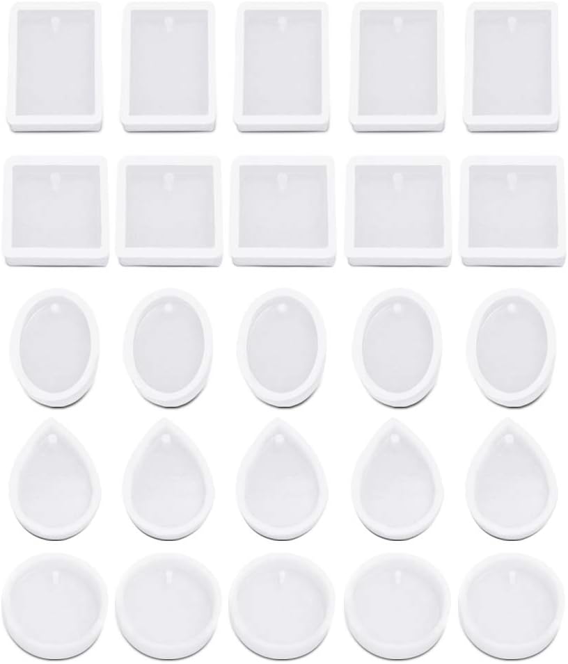 AIFUDA – 25 moldes de fundición de joyería, 5 estilos de moldes de resina colgantes con agujero para colgar joyas de resina, llavero, colgante,
