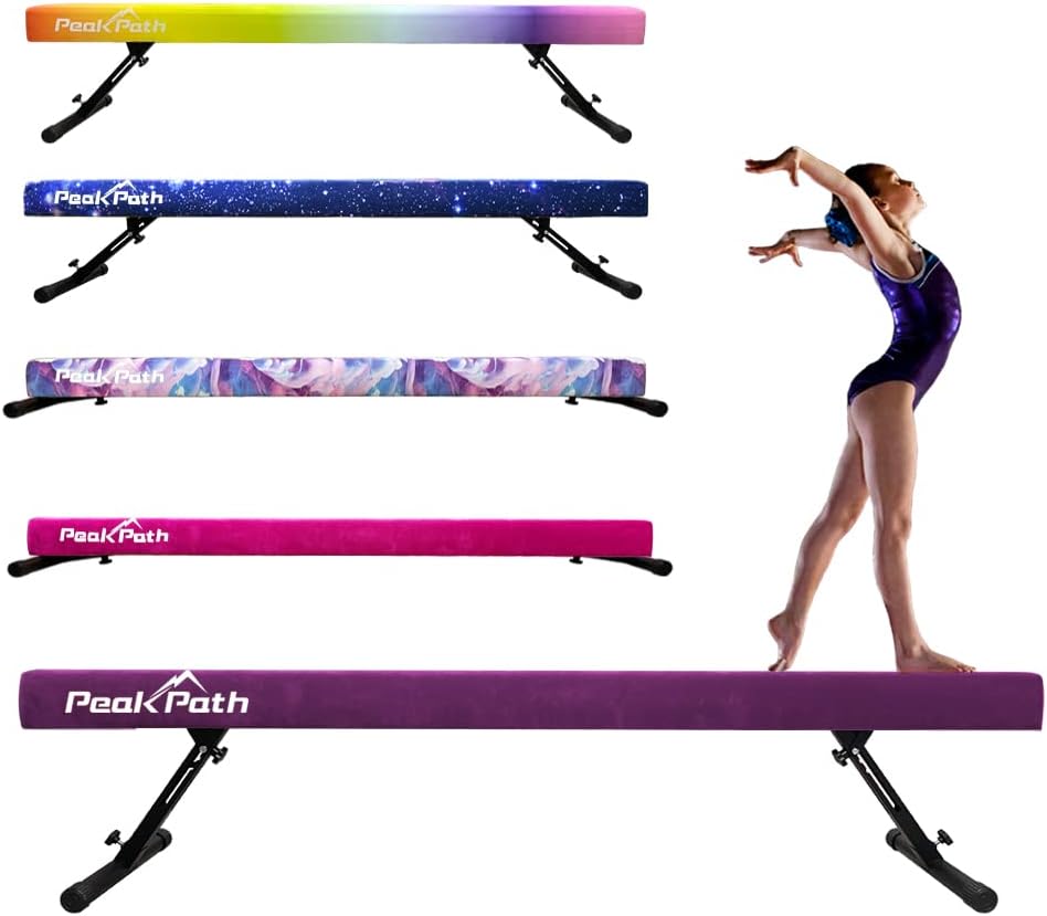 Haz de equilibrio de gimnasia ajustable y plegable de 8 pies, equipo de gimnasio en casa, fácil montaje y almacenamiento, no requiere herramientas,