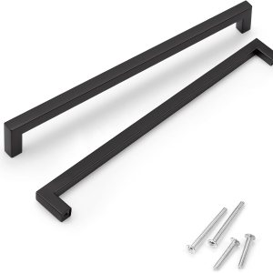 Juego de manijas de puerta de acero inoxidable de 12 de ancho, esquinas cuadradas, para armario de cocina Juego de manijas de puerta de acero inoxidable de 12 de ancho, esquinas cuadradas, para armario de cocina