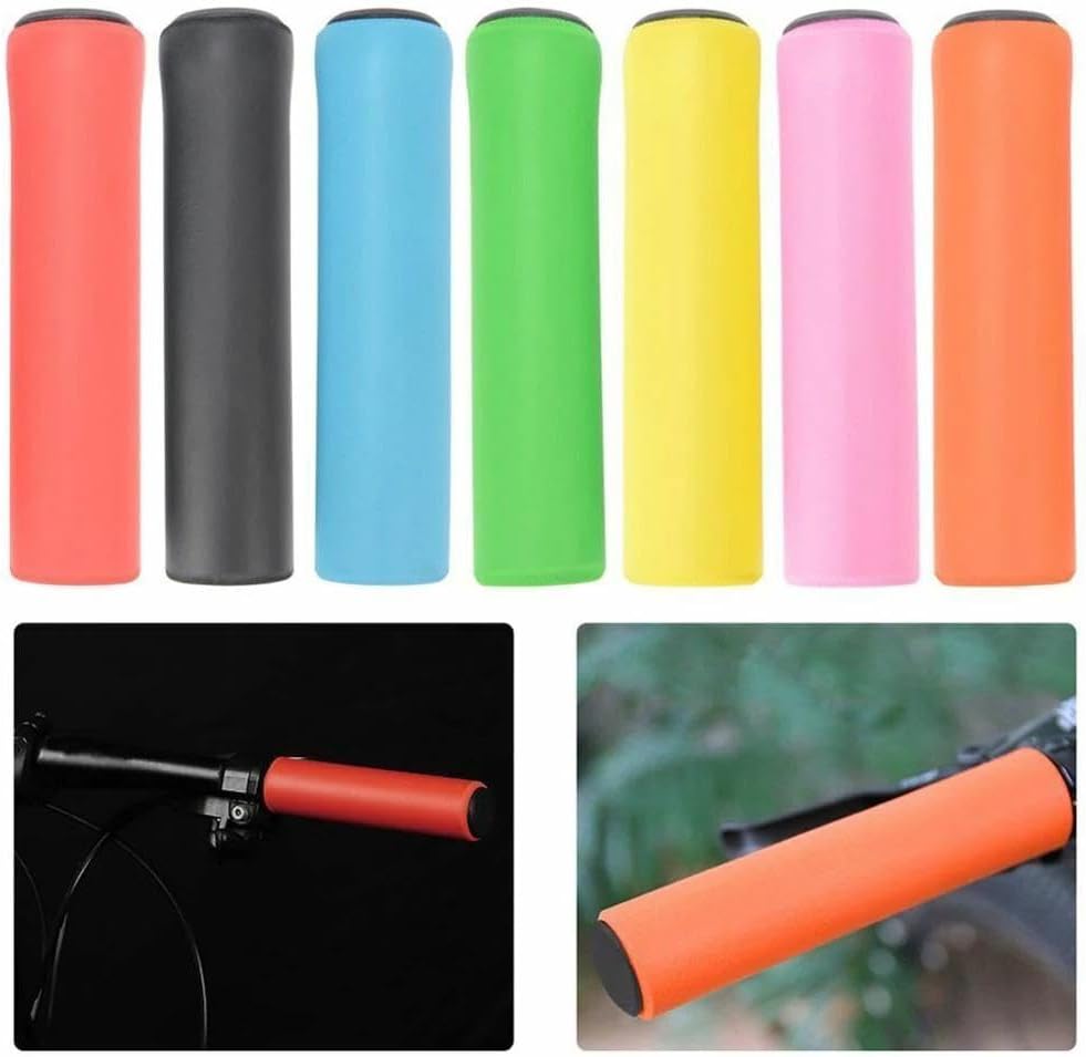 1 par de empuñaduras para manillar de bicicleta, esponja de silicona de espuma suave, cubierta antideslizante para mango de ciclismo, se adapta a la