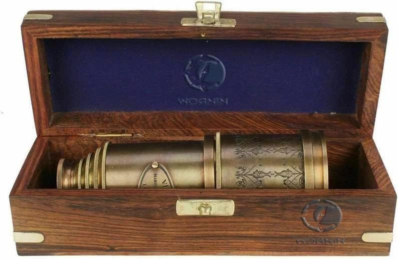 15 telescopios piratas de cristal espía vintage, telescopio pirata funcional de latón y visión clara con funda de cuero de primera calidad,