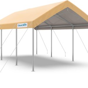 Quictent Toldo galvanizado para cochera, 10 x 20 pies, refugio de barco al aire libre con cables de acero reforzados, color beige Quictent Toldo galvanizado para cochera, 10 x 20 pies, refugio de barco al aire libre con cables de acero reforzados, color beige