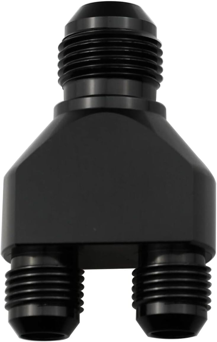 KRD PERFORMANCE Adaptador de bloque en Y de aluminio -8 AN macho giratorio a salida paralela dual 2 x -6 AN macho conector de manguera en T, divisor