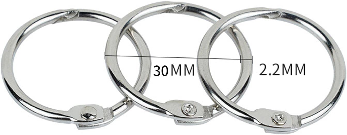 100 anillos para carpeta de hojas sueltas, llavero, anillos de metal para libros, anillos redondos de acero inoxidable para suministros escolares de