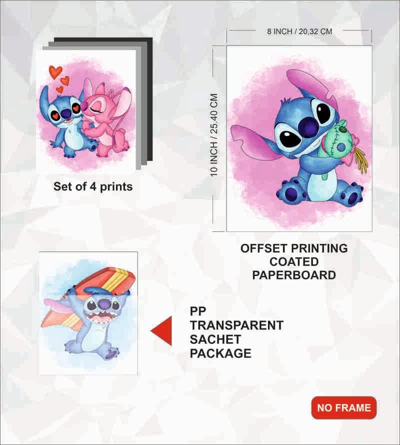OrtixArt – Póster de acuarela para niños  Arte de pared para habitación de niños y niñas  Juego de 4 sin marco (8 x 10 pulgadas)  Pósteres para