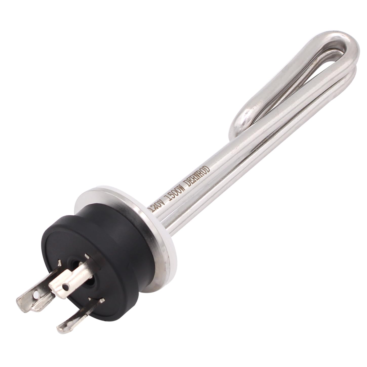 DERNORD Calentador de agua de inmersión de acero inoxidable con triple abrazadera plegable de 120 V 1500 W con enchufe de bloqueo eléctrico de 3