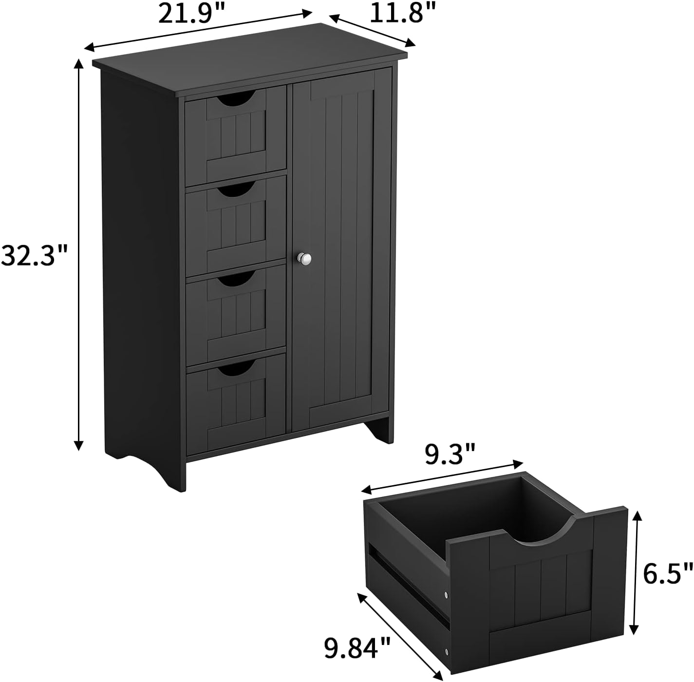 YESHOMY Armario de almacenamiento de baño, organizador lateral independiente con gran espacio y estantes ajustables, muebles de oficina en casa para