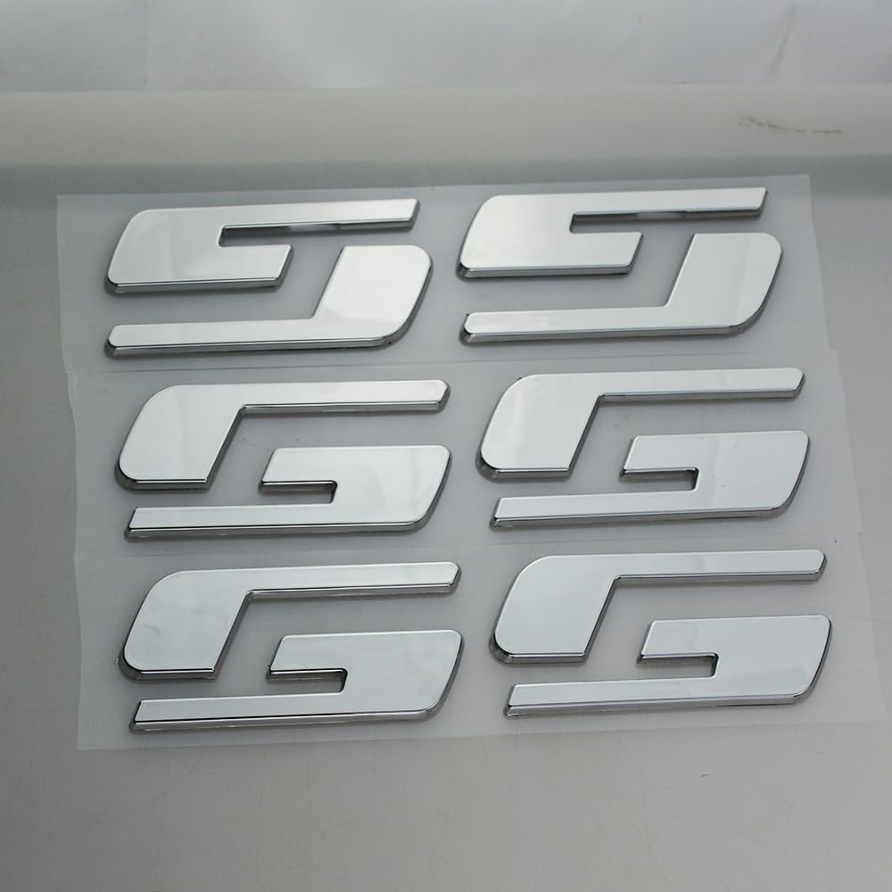 3 calcomanías de repuesto para placa de identificación con logotipo 3D SS para Silverado Sierra (cromado)