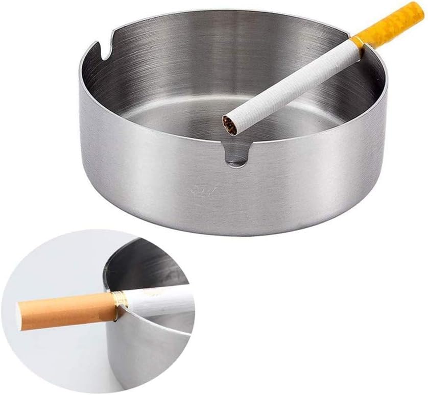 Cenicero redondo de acero inoxidable para cigarrillos, cenicero para mesa adecuado para soporte de bandeja de cenizas para hotel, restaurante,