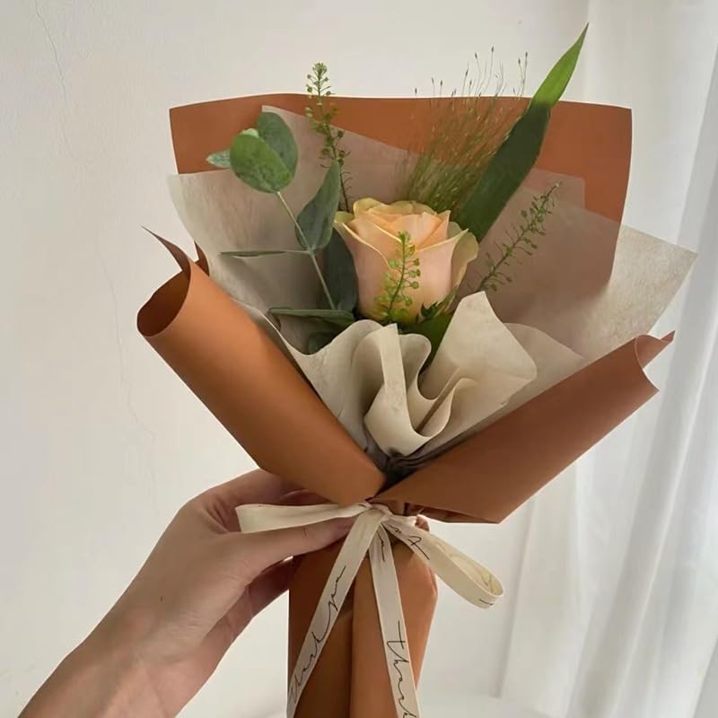 50 hojas de papel de regalo de flores de algodón, papel de regalo floral no tejido, papel de regalo de algodón coreano impermeable, suministros