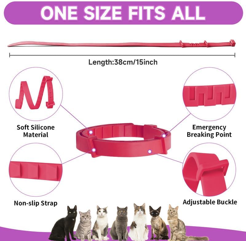 Paquete de 4 collares calmantes para gatos, collar ajustable calmante para aliviar la ansiedad de los gatos, collar de feromonas para gatos,