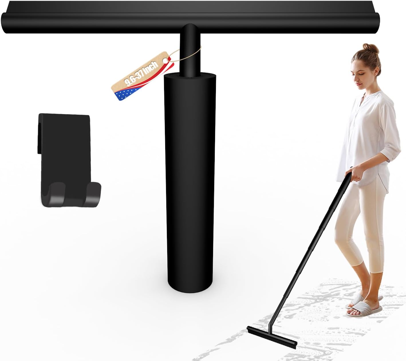 Escobilla de ducha para puertas de vidrio, escobilla de ventana con poste de extensión, escobilla para puerta de cristal de ducha, escobilla para