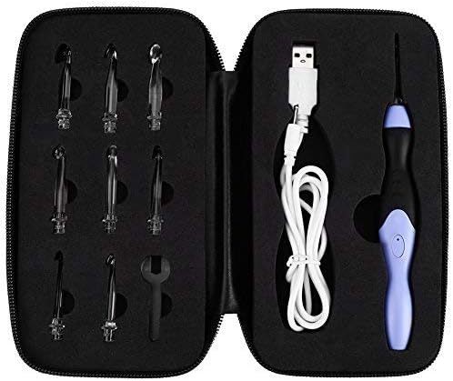 Ganchos de ganchillo iluminados, juego de ganchos de ganchillo LED 9 en 1, 9 cabezales intercambiables iluminan agujas de tejer, accesorios para