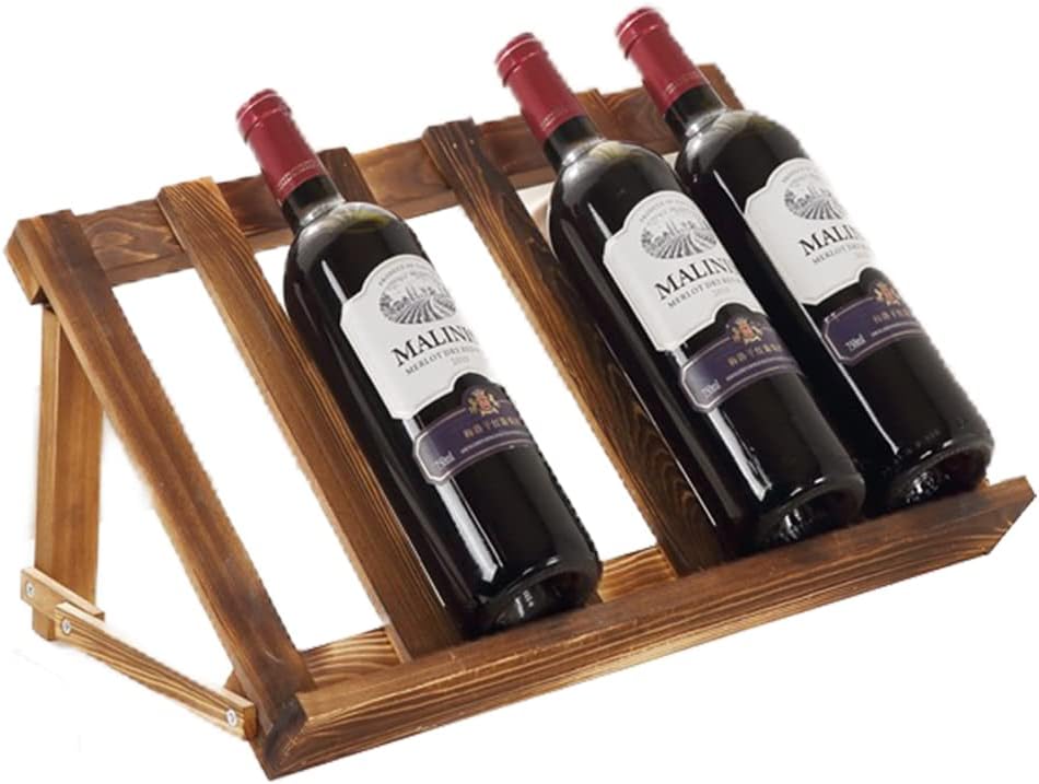 Estante de madera para vino, 5 estantes de almacenamiento de vino de pie para encimera, soportes rústicos para botellas de vino con diseño moderno