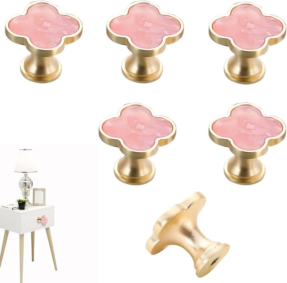 6 pomos de trébol para armarios, armarios de cocina, cajones, armarios, zapateros, joyeros, muebles, mesa auxiliar, manijas de puerta de un solo