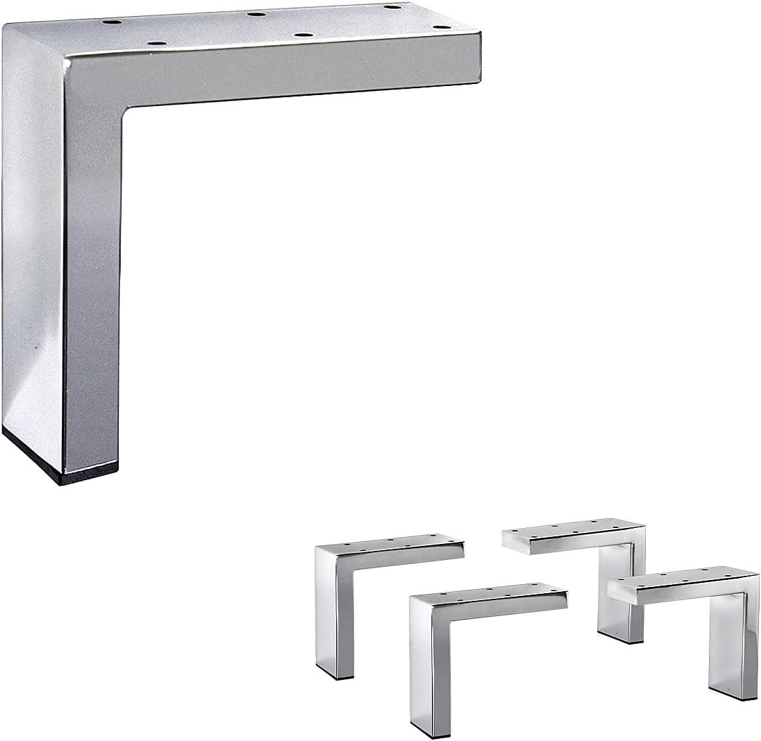 Patas rectangulares de acero para sofá, estilo L, patas de metal para muebles, patas de mesa, patas de banco, juego de 4 (4-34 pulgadas de alto,