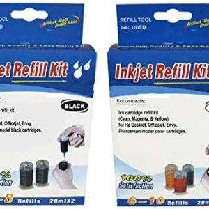 Vivid Colors Kit de recarga de cartuchos de tinta para HP63 HP62 HP62XL HP63XL 64 65 cartuchos de tinta BK y C, M, Y Vivid Colors Kit de recarga de cartuchos de tinta para HP63 HP62 HP62XL HP63XL 64 65 cartuchos de tinta BK y C, M, Y