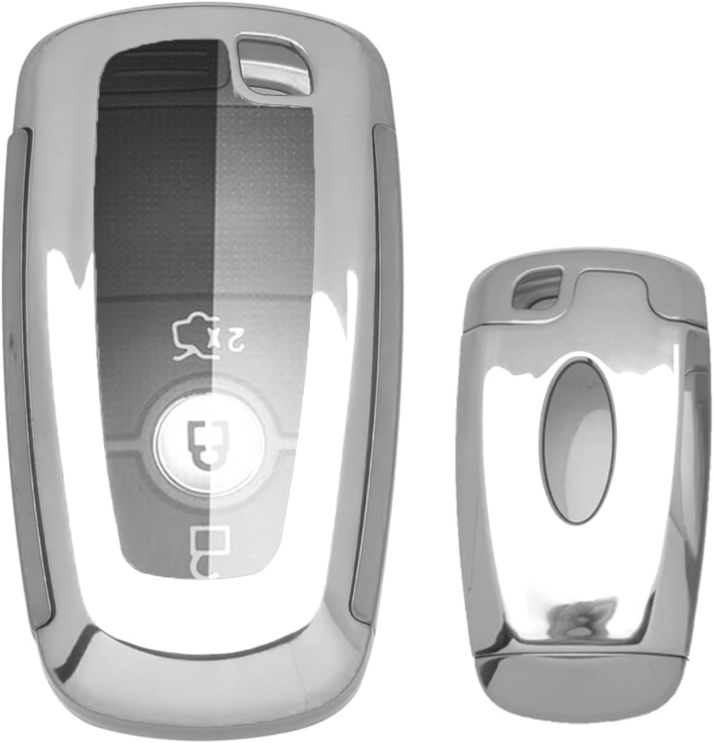 Xotic Tech – Carcasa para llavero de TPU plateado, compatible con Ford Edge Escape Expedition Explorer Mustang Ranger F-150 F-250 o Lincoln Corsair