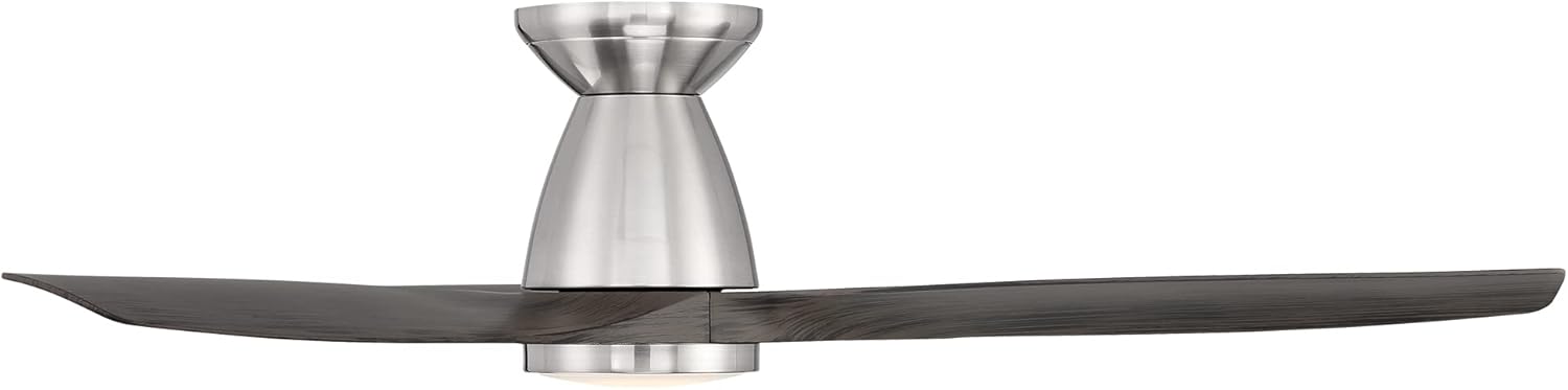 Skylark Smart – Ventilador de techo empotrado de 3 cuchillas para interiores y exteriores, kit de luz LED de 3000 K de níquel cepillado y ébano de