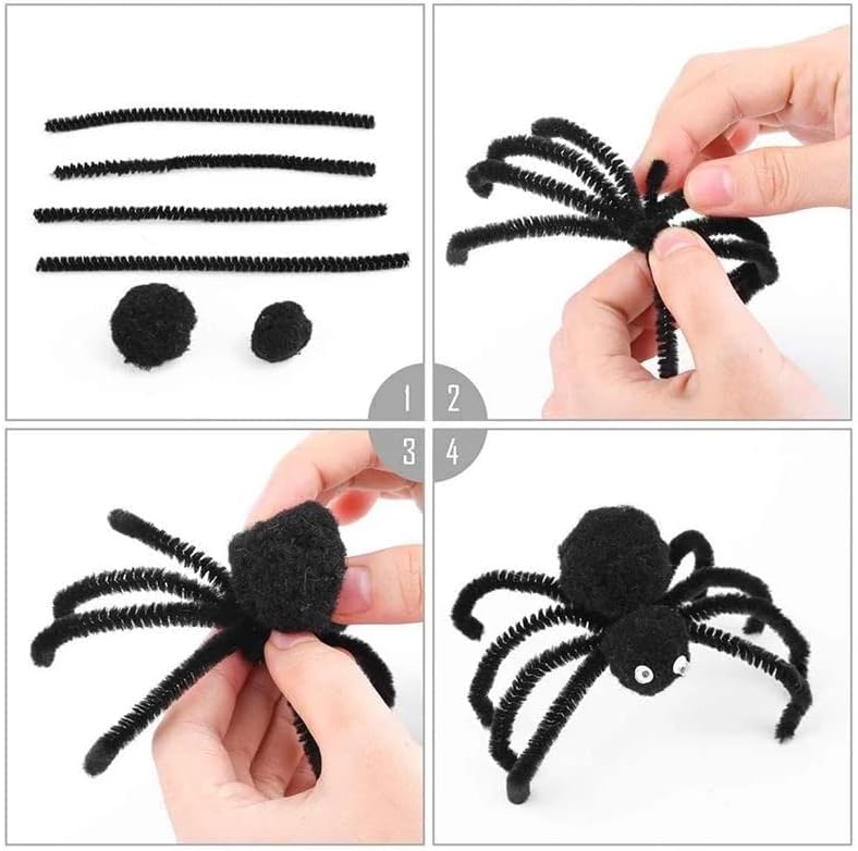 Juego de suministros para manualidades  Juego de limpiapipas y limpiapipas, pompones, palos, ojos salteados, tijeras y para proyectos de arte