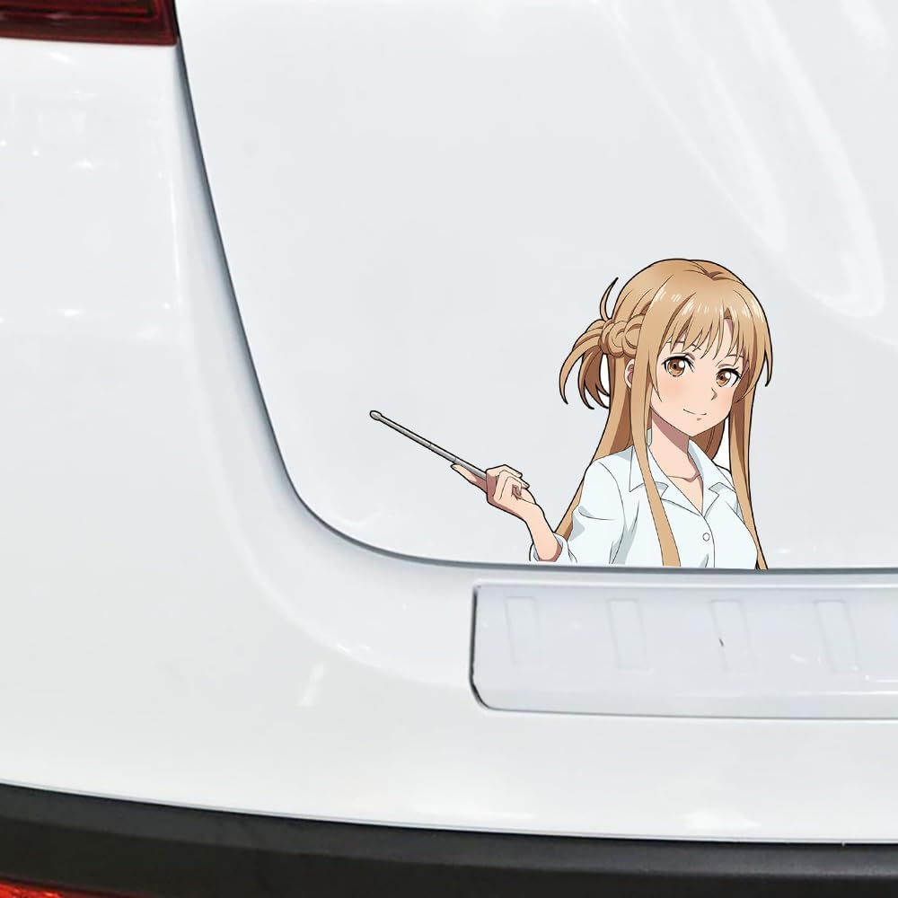 Pegatinas elegantes de 5.1 pulgadas para coche, diseño de anime Asuna, para espejo retrovisor, campanas de coche, monopatín, motocicleta,