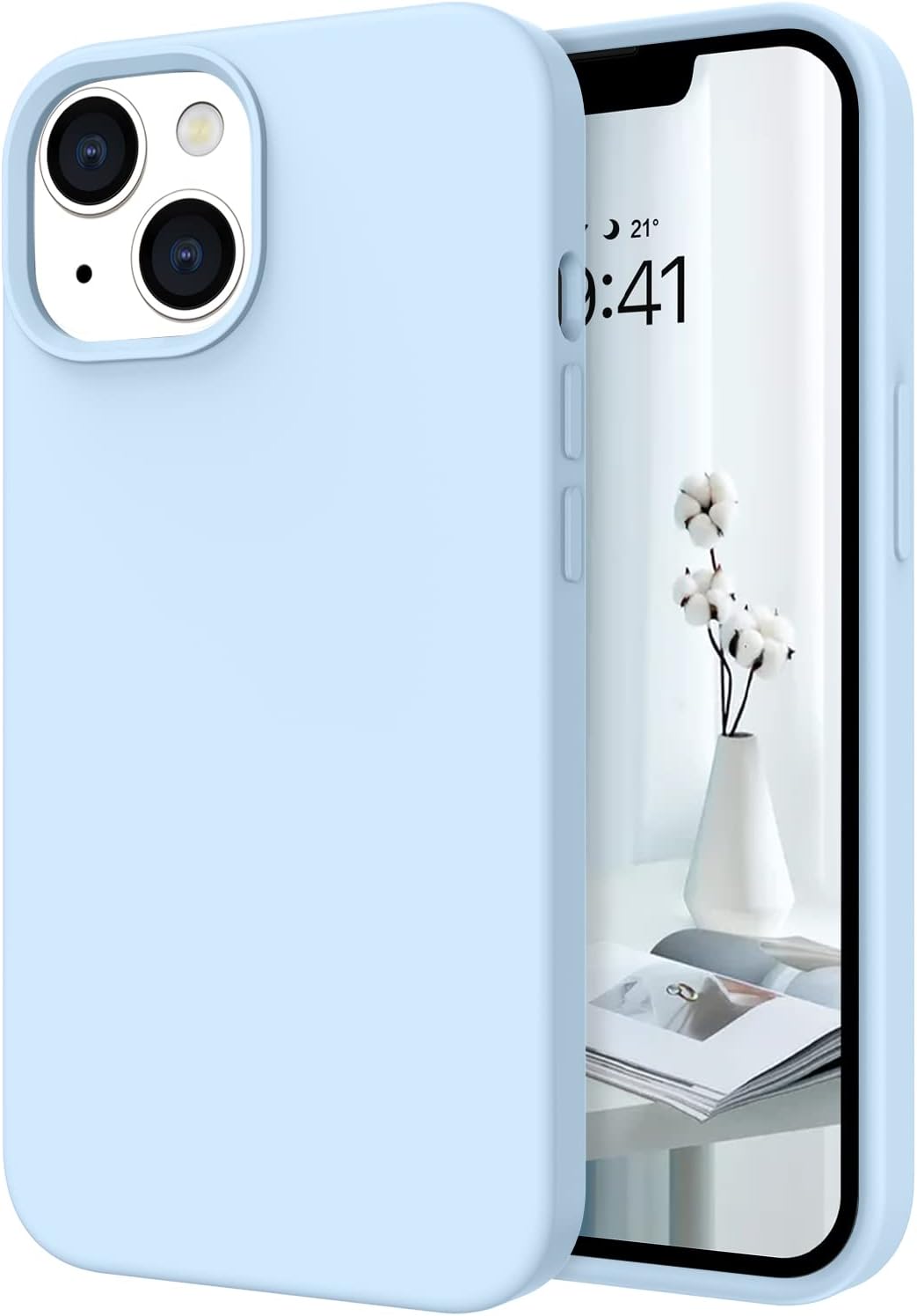 Telaso Funda compatible con iPhone 13, silicona líquida de gel suave para iPhone 13, funda delgada con forro de microfibra a prueba de golpes,