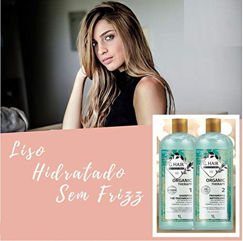 G.Hair Organic Therapy 2L  Tratamiento de queratina brasileña  Alisado progresivo del cabello  Sistema de alisado  Reductor de volumen  100% recto