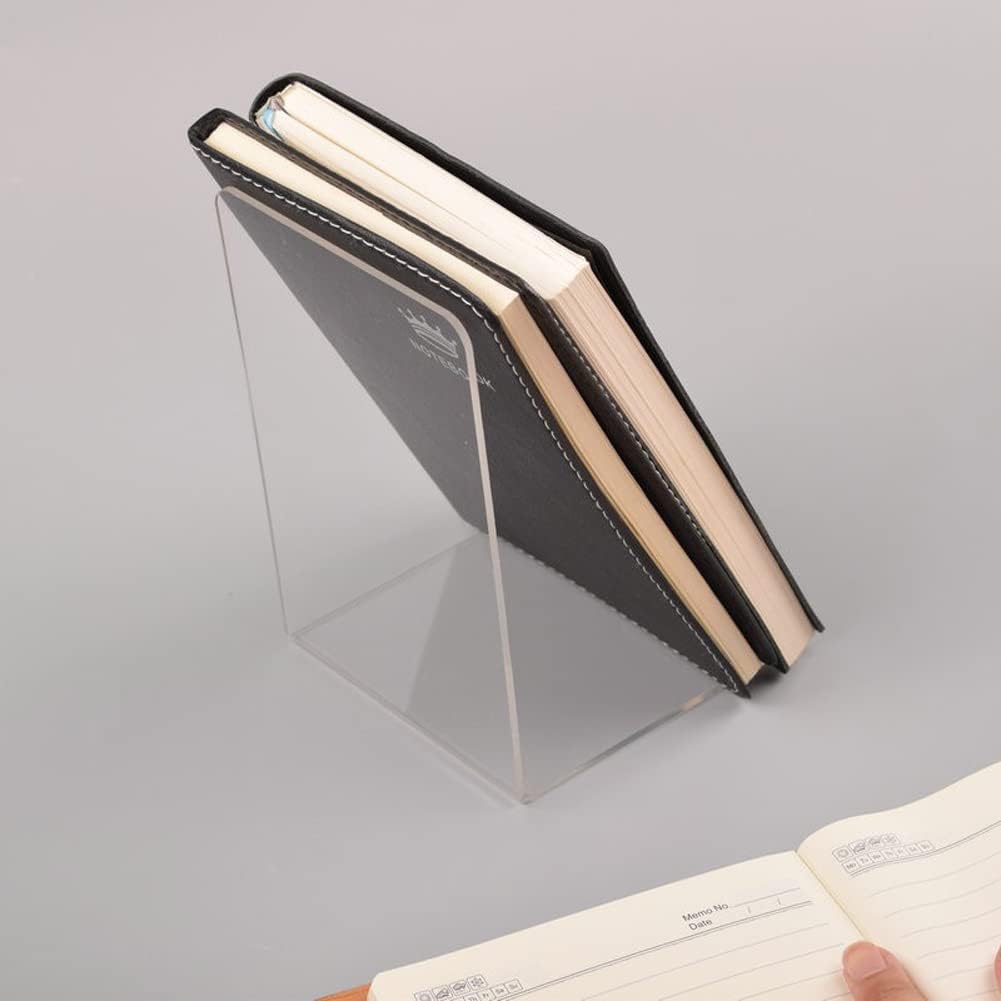 1 sujetalibros de acrílico resistente con extremo de libro en forma de L, organizador de escritorio para libros, películas y CD (transparente, 4.72