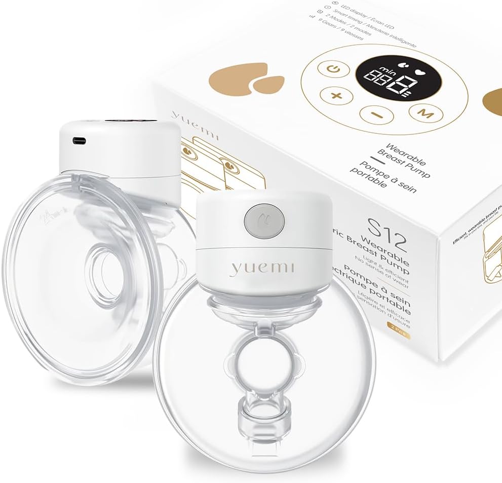 Yuemi Extractor de leche eléctrico portátil manos libres, 2 modos, 9 niveles  Brida de 0.945 in, paquete de 2 extractor de leche de extracción de