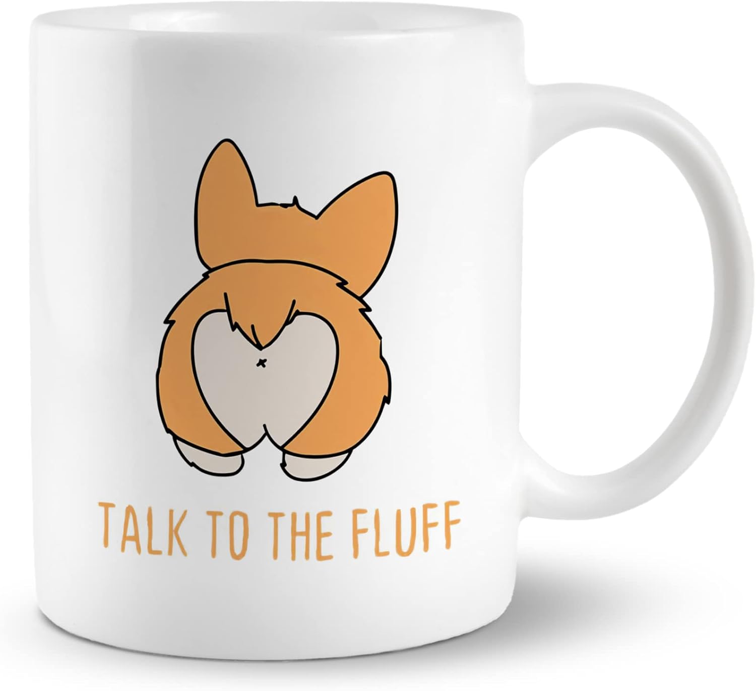 PUHEI Talk To The Fluff – Taza de cerámica divertida de Corgi de 11 onzas, bonita taza de té de café con corazón de Corgi a tope de Corgi,