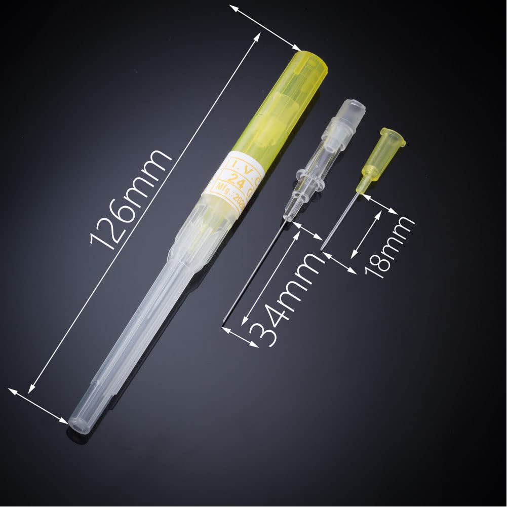 50 agujas de perforación de catéter, agujas huecas de 0.94 oz, agujas IV con catéter para el cuerpo, kit de piercings para oreja, nariz, labio,