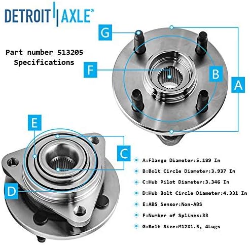 Detroit Axle – Bujes de rodamiento de rueda delantera para Chevy Cobalto 2005-2010, Saturn Ion Pontiac Pursuit G5, Reemplazo 2006 2007 2008 2009