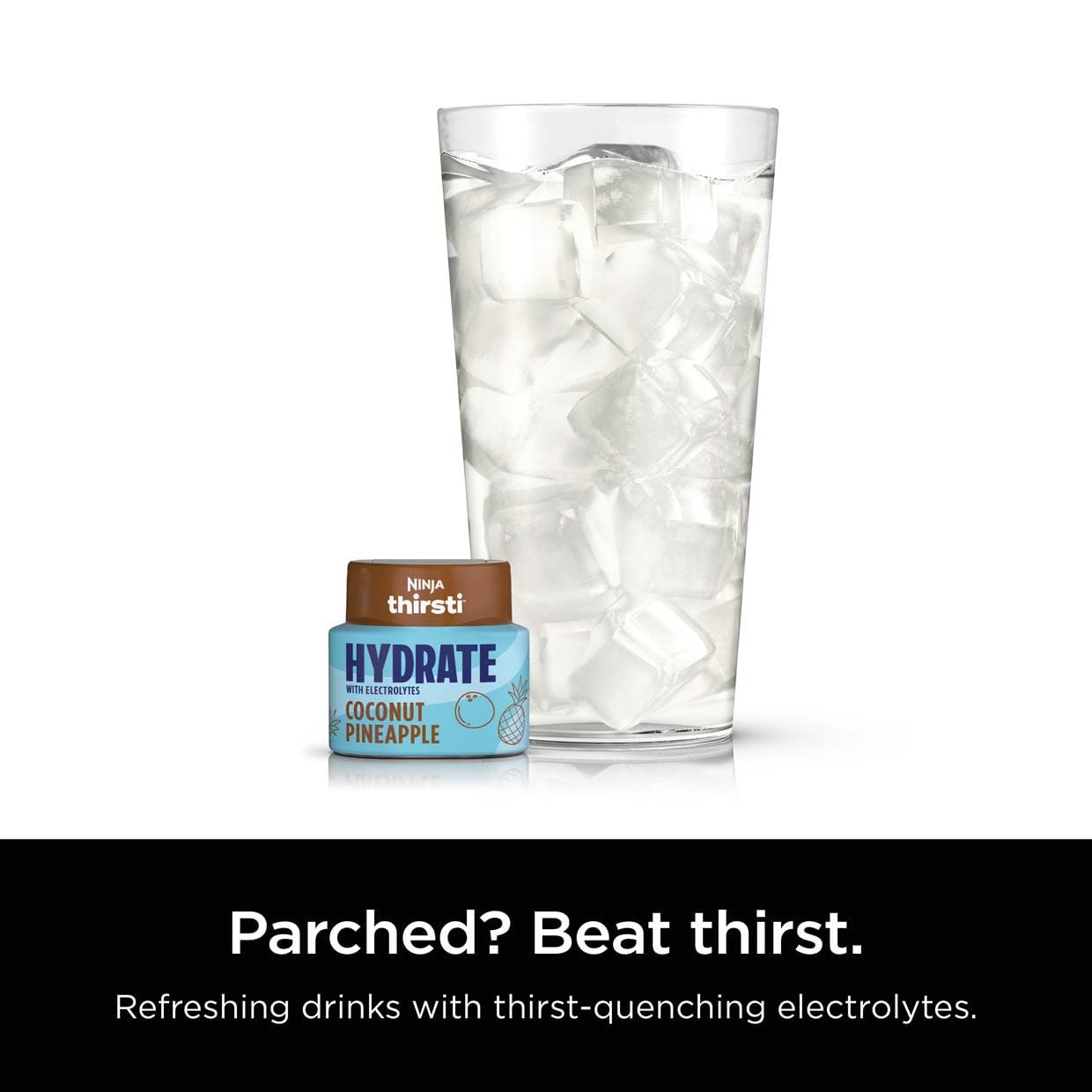 Ninja Thirsti Gotas de agua saborizadas, hidrata con electrolitos, piña de coco, paquete de 3, cero calorías, cero azúcar, 2.07 onzas líquidas, hace