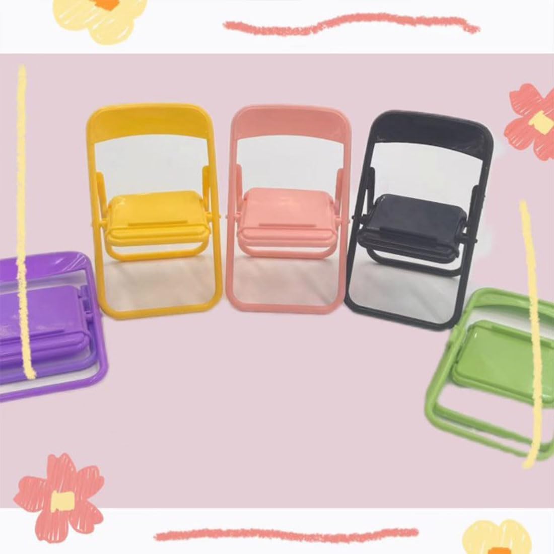 Cyauskoe Mini sillas plegables, pequeños juguetes para sillas plegables, mini soporte para teléfono, sillas plegables a escala 16, sillas plegables