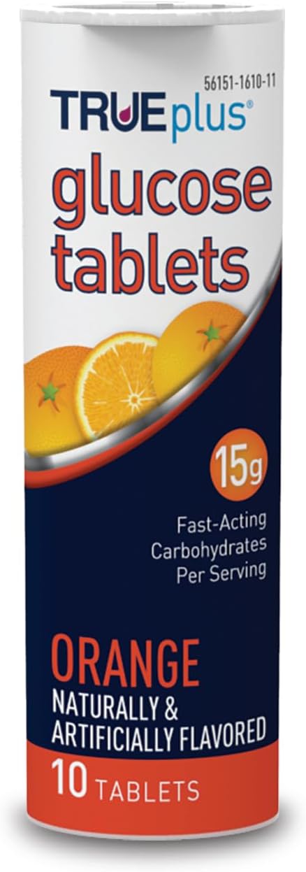 TRUEplus Glucose Tablets, Orange Flavor – 6X 10ct Tubes