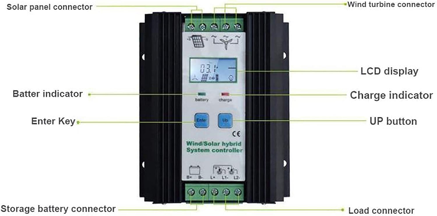 CHRISK Controlador híbrido solar eólico de 9000 W PWM eólico controlador híbrido de energía solar controlador digital inteligente regulador de carga