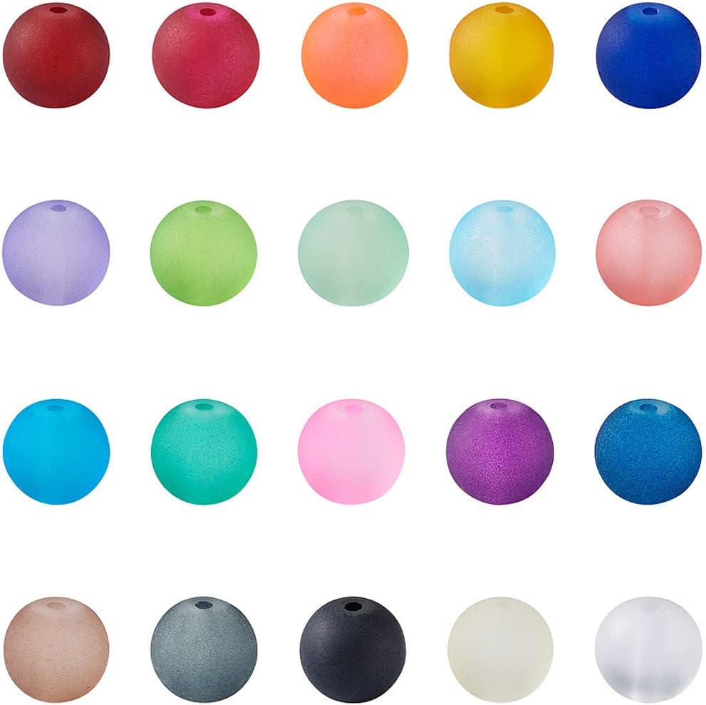 500 cuentas de vidrio esmerilado de 0.236 pulgadas para hacer joyas, 20 colores, cuentas redondas de cristal espaciador para bricolaje, collares,