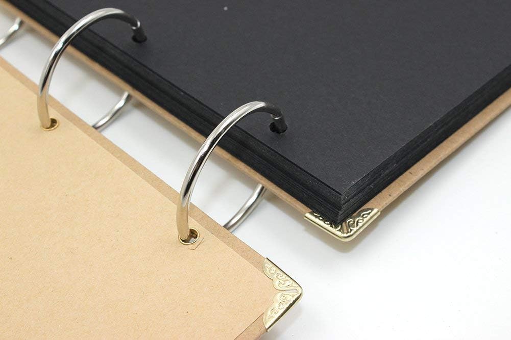 ThxMadam Álbum de fotos de 3 anillos, carpeta vintage de invitados de boda, libro de recuerdos recargable con 60 páginas para Navidad, San Valentín,