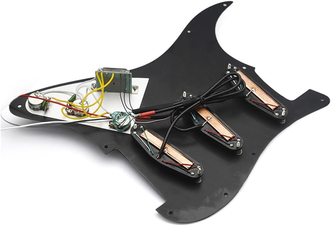 Golpeador SSS negro precableado con pastillas de doble riel caliente Set Fit Strat Style Guitars Wired Pick Guard Cargado Super High Output Hot Rail